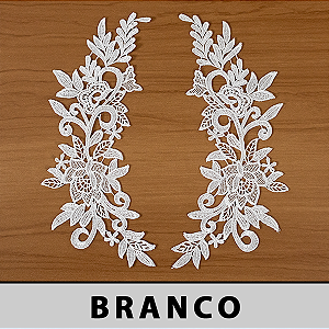 6 Pares da Aplicação Guipir Branca CH-4786 (11,5cm - 27,0cm)