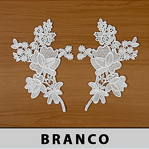 6 Pares da Aplicação Guipir Branca CH-4582 (12,0cm - 19,0cm)