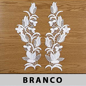 6 Pares Aplicação Guipir Branca CH-4658 (11,0cm -30,0cm)