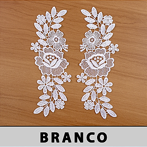 6 Pares da Aplicação Guipir Branca CH-4750 (9,5cm - 26,0cm)
