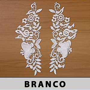 6 Pares da Aplicação Guipir 3D Branca CH-4857 (10,5cm - 26,0cm)