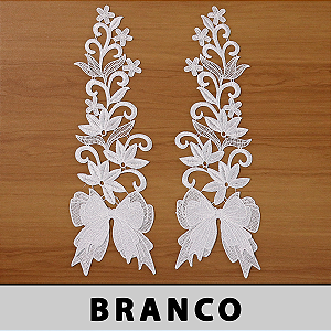 6 Pares da Aplicação Guipir 3D Branca CH-4856 (12,0cm - 37,0cm)
