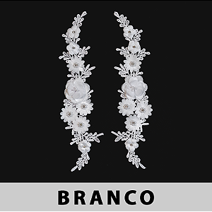 3 Pares da Aplicação Guipir Branca 3D CH-1644 (9,5cm - 33,0cm)