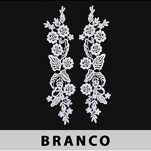 6 Pares da Aplicação Guipir Branca CH-2659 (8,5cm - 33,0cm)