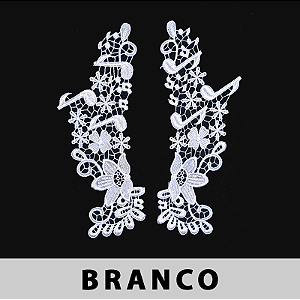 6 Pares da Aplicação Guipir Branca CH-4648 (10,0cm - 26,5cm)