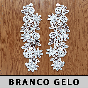 6 Pares da Aplicação Guipir Branco Gelo MH-1217 (9,0cm - 25,0cm)