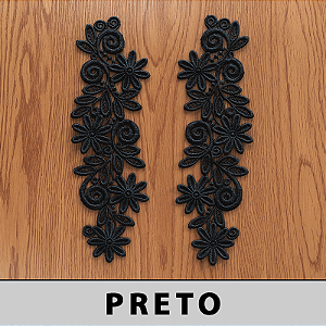 6 Pares da Aplicação Guipir Preto MH-1217/P (9,0cm - 25,0cm)