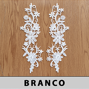 6 Pares da Aplicação Guipir Branca CH-4792 (8,0cm - 26,0cm)