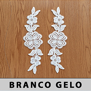 6 Pares da Aplicação Guipir Branco Gelo MH-1700 (8,0cm - 26,5cm)