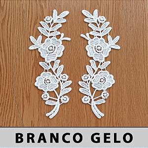 6 Pares da Aplicação Guipir Branco Gelo MH-1534 (9,5cm - 24,0cm)