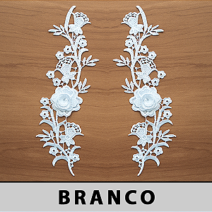 3 Pares da Aplicação Guipir Branco 3D CH-4794 (11,0cm - 31,0cm)