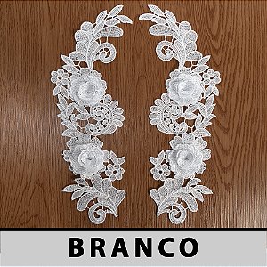 3 Pares da Aplicação Guipir Branco 3D CH-3815 (11,5cm - 32,0cm)