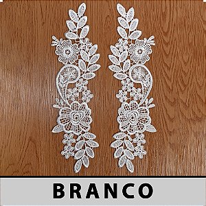 6 Pares da Aplicação Guipir Branco CH-3061 (9,0cm - 33,5cm)