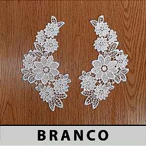 6 Pares da Aplicação Guipir Branco CH-4217 (11,0cm - 21,5cm)