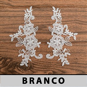 6 Pares Aplicação Guipir Branca CH-3040 (9,5cm - 19,0cm)