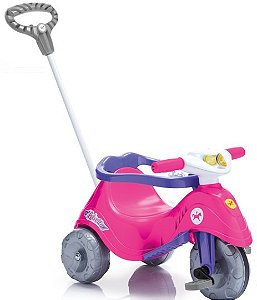 Triciclo de Passeio e Pedal para Bebe Calesita Moto Uno Rosa - Maçã Verde  Baby