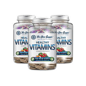 3 x Healthy Vitamins® 90 Veg Caps - 60% Vitaminas Naturais