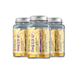 Kit 3 Coenzima Q10 + Vitamina E Kosher 60 Veg Caps - 25% de desconto Coq10