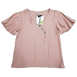 Blusa Viscose Lisa Com Botões LX6600 - TAM.: P M G GG