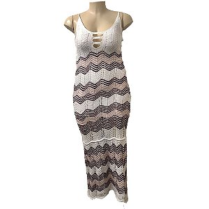 Vestido Longo Feminina Adulto Linha Zig Zag K9603 - TAM.: P-GG