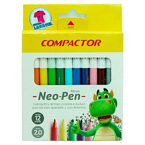 Canetinha Hidrográfica Neo Pen Mirim 12 cores Compactor