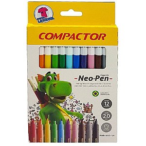 Canetinha Hidrográfica Neo Pen Gigante 12 cores Compactor