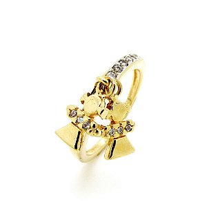 Anel Cravejado 2 Meninas Folheado a Ouro 18k