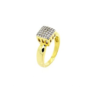 Anel Cravejado Chuveirinho Folheado a Ouro 18k