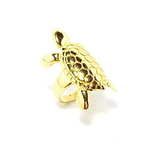 Anel Chapeado Tartatuga Folheado a Ouro 18k