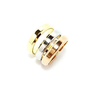 Anel Triplo Chapeado Folheado a Ouro 18k