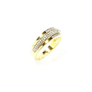 Anel Cravejado Folheado a Ouro 18k