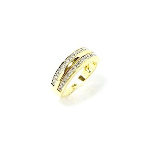 Anel Cravejado Folheado a Ouro 18k