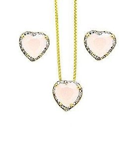Conjunto Coração Brinco & Colar *Semi Jóia