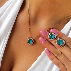 Conjunto Coração Navetes *Semi Jóia