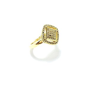 Anel Cravejado Losango Folheado a Ouro 18k