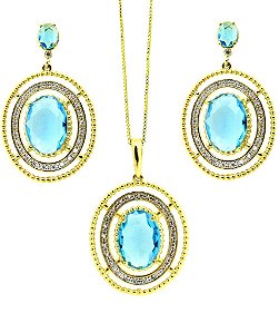 Conjunto Oval Turmalina *Semi Jóia