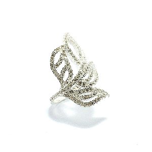 Anel Cravejado Folhas Prata 925