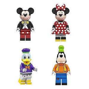 Kit Bonecos Disney Turma Mickey Minnie Blocos de Montar