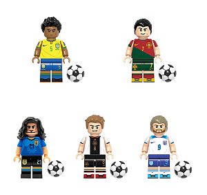 Kit Bonecos Jogadores de Futebol Messi Ronaldinho Seleção Copa do Mundo Fifa Blocos de Montar