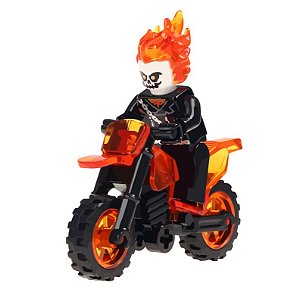 Boneco Motoqueiro Fantasma Ghost Rider Marvel Blocos de Montar