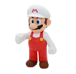 Action Figure Super Mario Bros Mario Fire Boneco PVC 12cm