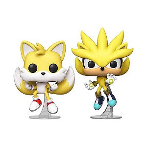 Funko Pop Sonic The Hedgehog Super Tails e Super Silver 2 Pack Exclusivo