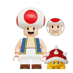 Boneco Toad Cogumelo e Spiny Super Mario Bros Blocos de Montar