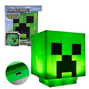 Luminaria de Mesa Luz Noturna Minecraft Creeper Led usb