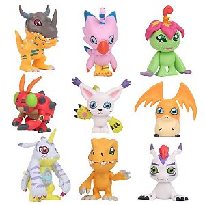 Kit 9 Bonecos Digimon Monstros Desenho Miniaturas