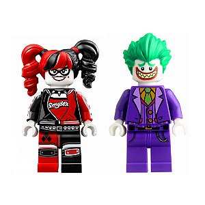 KIT 2 BONECOS CORINGA JOKER E ARLEQUINA HARLEY QUINN BLOCOS DE MONTAR