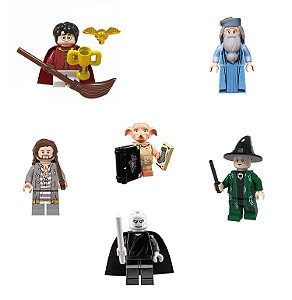 Kit 6 Bonecos Harry Potter Bloco de Montar
