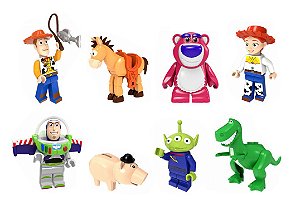 Kit 8 Bonecos Toy Story Bloco de Montar
