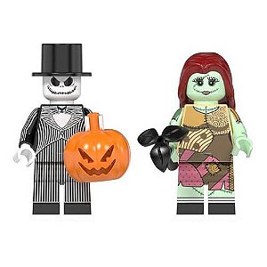 Kit 2 Bonecos Jack Skellington e Sally Disney Bloco De Montar