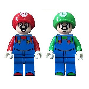 Kit 2 Bonecos Mario E Luigi Super Mario Bros Bloco De Montar